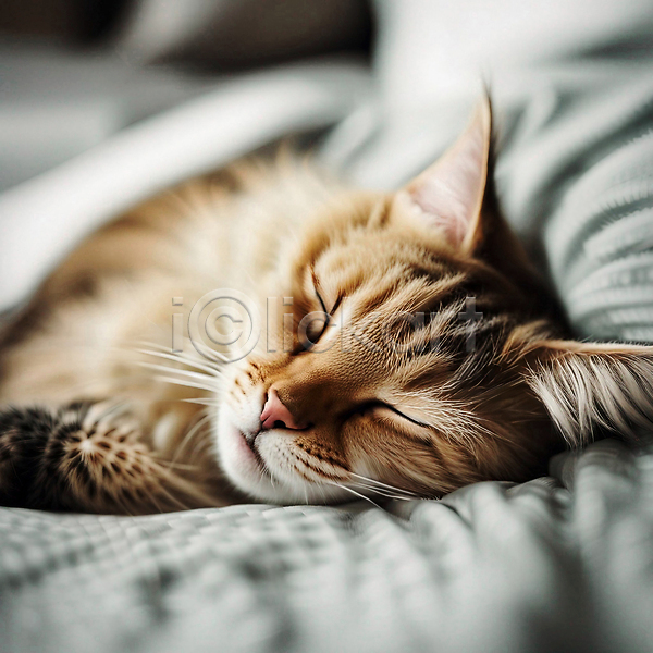 편안함 사람없음 JPG 편집이미지 고양이 눈감음 반려동물 반려묘 숙면 실내 이불 잠 한마리