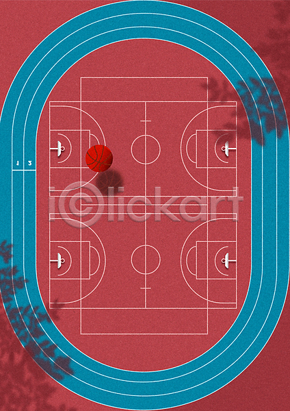 사람없음 AI(파일형식) 일러스트 경기장 그림자 나뭇잎 농구 농구공 농구대 농구장 백그라운드 빨간색 운동 원형 트랙 포스터