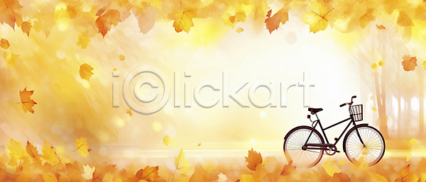 사람없음 JPG 편집이미지 가을(계절) 가을풍경 낙엽 단풍 백그라운드 블러 자연 자전거