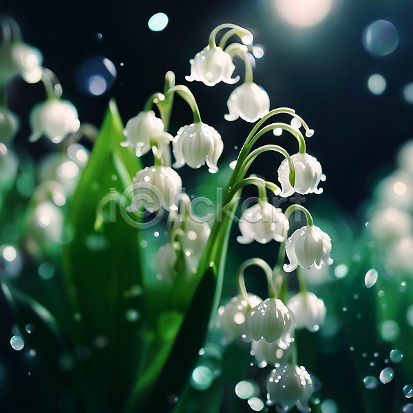 사람없음 JPG 아웃포커스 편집이미지 물방울 반짝임 보케 빗방울 은방울꽃 자연 풀잎