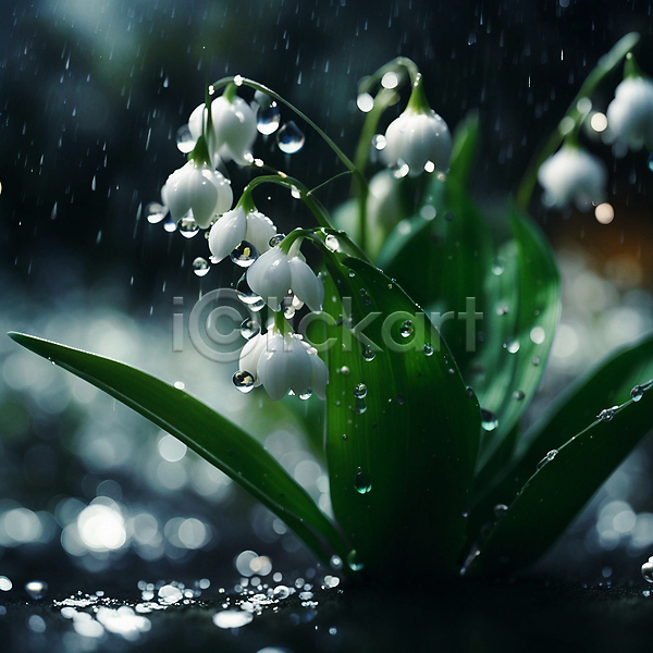 사람없음 JPG 아웃포커스 편집이미지 물방울 반짝임 보케 빗방울 은방울꽃 자연 풀잎