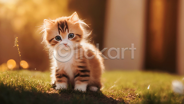 귀여움 사람없음 JPG 아웃포커스 편집이미지 고양이 빛 새끼 야외 자연 잔디