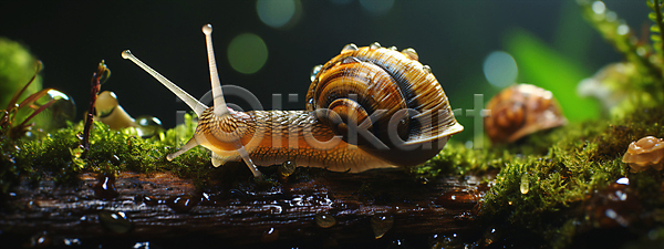 사람없음 JPG 근접촬영 디지털합성 아웃포커스 편집이미지 곤충 달팽이(동물) 물방울 야외 자연 젖음 편집소스