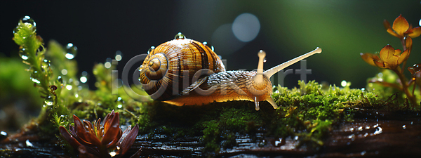 사람없음 JPG 근접촬영 디지털합성 아웃포커스 편집이미지 곤충 달팽이(동물) 물방울 야외 자연 젖음 편집소스
