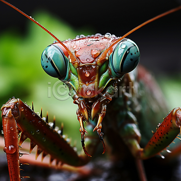 사람없음 JPG 근접촬영 디지털합성 아웃포커스 편집이미지 곤충 물방울 사마귀 야외 자연 젖음 편집소스