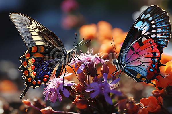 사람없음 JPG 근접촬영 디지털합성 아웃포커스 편집이미지 곤충 꽃 나비 두마리 물방울 야외 자연 젖음 편집소스