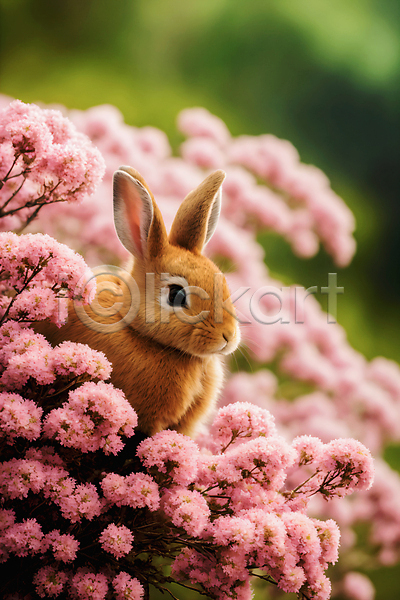 사람없음 JPG 아웃포커스 편집이미지 꽃 분홍색 자연 토끼 한마리
