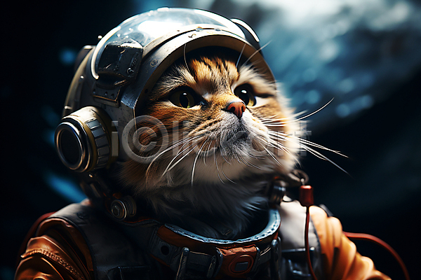 사람없음 JPG 디지털합성 아웃포커스 편집이미지 고글 고양이 올려보기 우주 우주복 우주비행사 의인화 편집소스 한마리