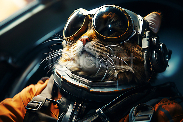 사람없음 JPG 디지털합성 편집이미지 고글 고양이 올려보기 우주 우주복 우주비행사 의인화 편집소스 한마리