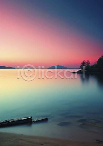 신비 사람없음 JPG 편집이미지 바다 백그라운드 분홍색 색감 섬 유행 이미지 추상 파란색 풍경(경치) 해변
