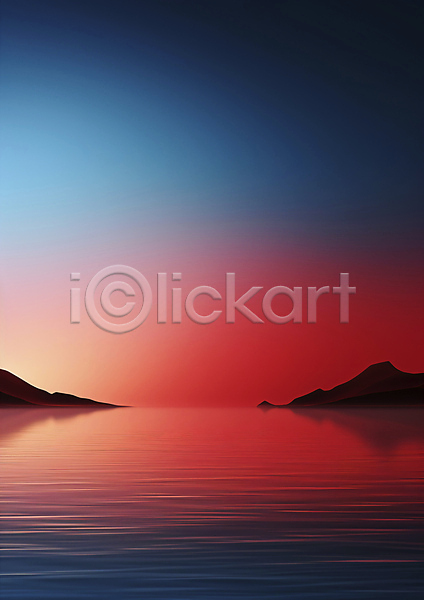 신비 사람없음 JPG 편집이미지 바다 반사 백그라운드 빨간색 색감 섬 유행 이미지 추상 파란색 풍경(경치)