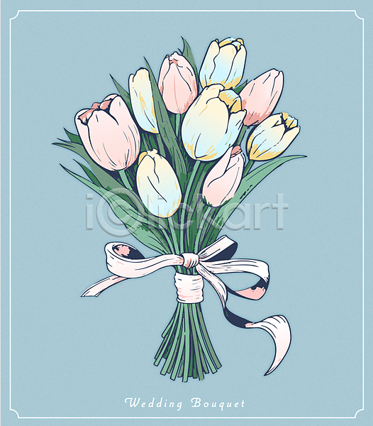 축하 사람없음 AI(파일형식) 일러스트 결혼 꽃 꽃다발 리본 봄 부케 분홍색 오브젝트 튤립 파란색