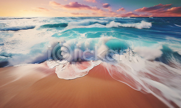 사람없음 JPG 디지털합성 편집이미지 구름(자연) 모래사장 물결 자연 파도 편집소스 풍경(경치) 하늘 해변