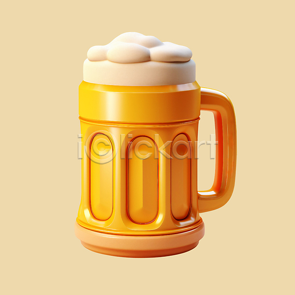 사람없음 3D 3D아이콘 PSD 디지털합성 아이콘 노란색 맥주 생맥주 여름(계절) 여름휴가 오브젝트