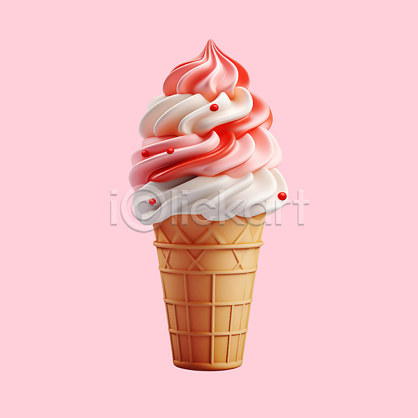 사람없음 3D 3D아이콘 PSD 디지털합성 아이콘 분홍색 소프트아이스크림 아이스크림 여름(계절) 여름휴가 오브젝트