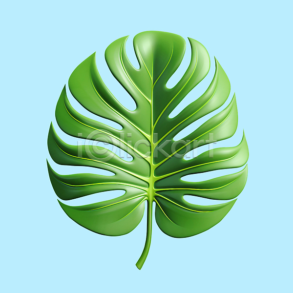 사람없음 3D 3D아이콘 PSD 디지털합성 아이콘 나뭇잎 몬스테라 여름(계절) 여름휴가 오브젝트 잎 초록색