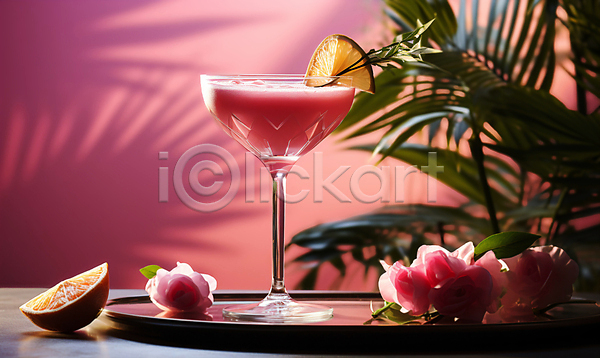 사람없음 JPG 디지털합성 편집이미지 그림자 분홍색 여름(계절) 음료 잎 칵테일 편집소스 풀(식물)