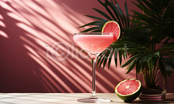 사람없음 JPG 디지털합성 편집이미지 그림자 분홍색 여름(계절) 음료 잎 칵테일 편집소스 풀(식물)