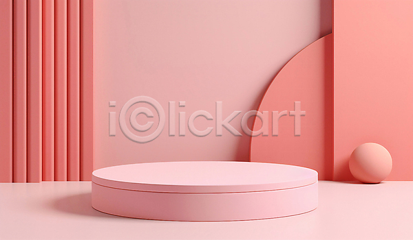 사람없음 3D JPG 편집이미지 공간 단상 미니멀 분홍색 심플 원형 편집소스 포디움