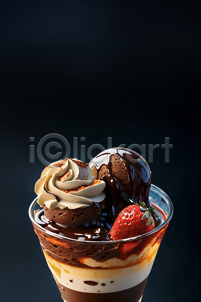 사람없음 JPG 편집이미지 딸기 아이스크림 초코시럽 초코아이스크림 초콜릿 컵
