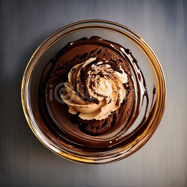 사람없음 JPG 편집이미지 갈색 그릇 아이스크림 초코시럽 초코아이스크림 초콜릿