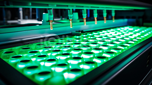 사람없음 JPG 디지털합성 편집이미지 가득함 견본 과학 네온 병(담는) 보관소 빛 실험 실험기구 실험실 연구소 저장 초록색 형광