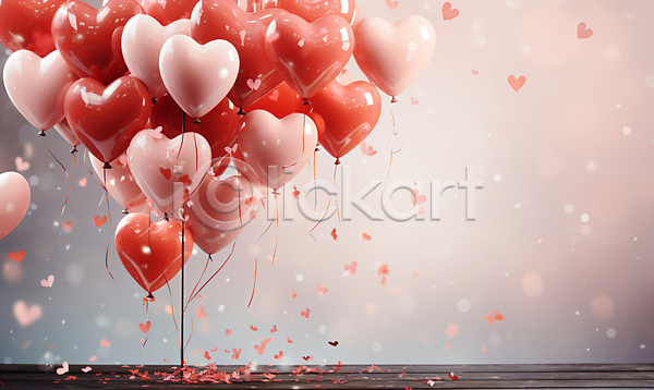로맨틱 사랑 축하 사람없음 JPG 디지털합성 편집이미지 그래픽 기념일 꽃가루 반짝임 백그라운드 분홍색 파티 파티용품 편집소스 하트풍선