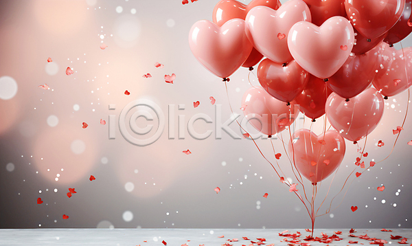 로맨틱 사랑 축하 사람없음 JPG 디지털합성 편집이미지 그래픽 기념일 꽃가루 반짝임 백그라운드 보케 분홍색 파티 파티용품 편집소스 하트풍선