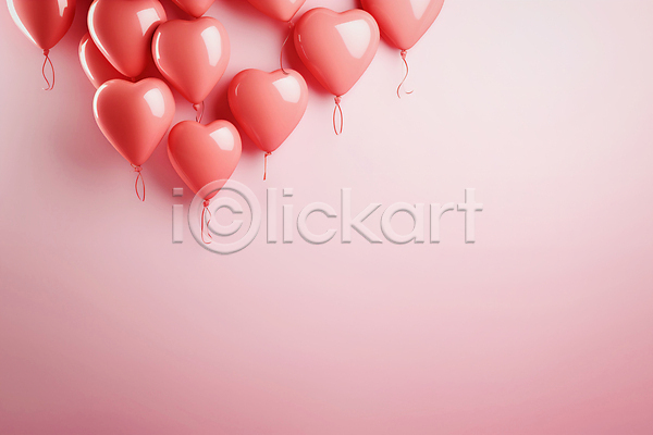사랑 사람없음 JPG 편집이미지 그래픽 발렌타인데이 백그라운드 분홍색 카피스페이스 하트 하트풍선