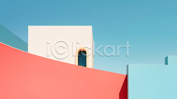사람없음 JPG 디지털합성 편집이미지 건물 건축물 디자인 백그라운드 분홍색 창문 파란색