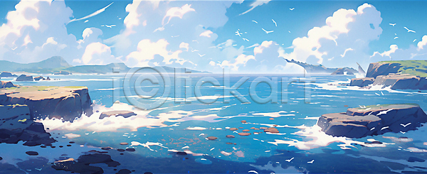 사람없음 JPG 디지털합성 편집이미지 구름(자연) 바다 백그라운드 섬 자연 지중해 파란색 편집소스 풍경(경치) 하늘