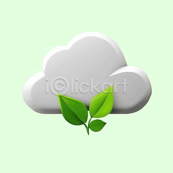 사람없음 3D 3D아이콘 PSD 디지털합성 아이콘 구름(자연) 나뭇잎 식물 에코 자연보호 친환경 환경 회색