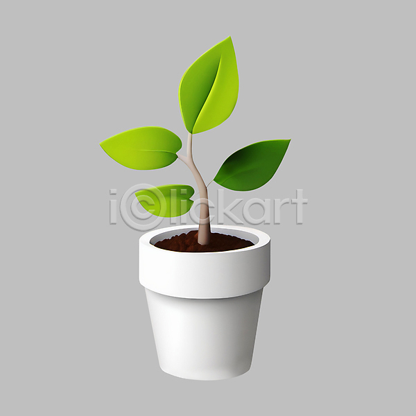 사람없음 3D 3D아이콘 PSD 디지털합성 아이콘 식물 에코 잎 자연보호 초록색 친환경 화분 환경 흰색