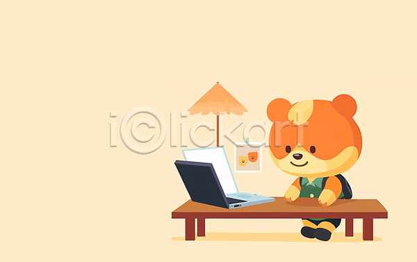 사람없음 JPG 일러스트 곰 교육 노트북 동물캐릭터 램프 백그라운드 책상 학습