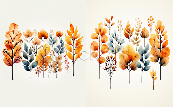 사람없음 JPG 디지털합성 편집이미지 꽃 다양 수채화(물감) 잎 편집소스