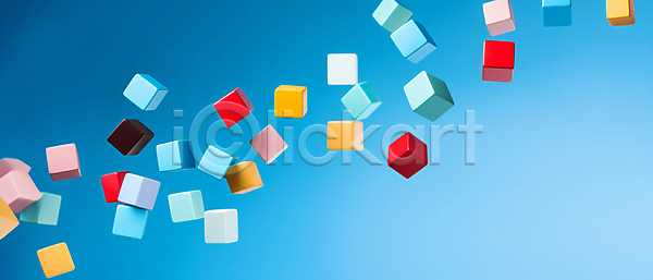 사람없음 JPG 디지털합성 편집이미지 많음 백그라운드 블록 사각형 오브젝트 큐브 파란색