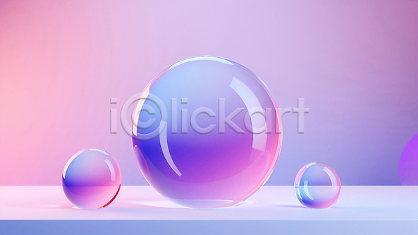 사람없음 3D JPG 편집이미지 그라데이션 그래픽 백그라운드 보라색 분홍색 원형 유리 유리구슬 입체도형 투명 홀로그램