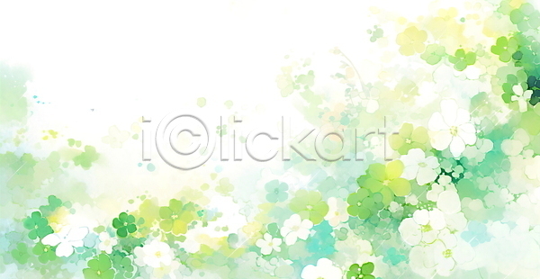 사람없음 JPG 일러스트 꽃 백그라운드 보테니컬아트 수채화(물감) 연두색 자연
