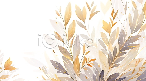 사람없음 JPG 일러스트 백그라운드 베이지색 보테니컬아트 수채화(물감) 자연 풀잎