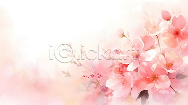 사람없음 JPG 일러스트 꽃 백그라운드 보테니컬아트 분홍색 수채화(물감) 자연