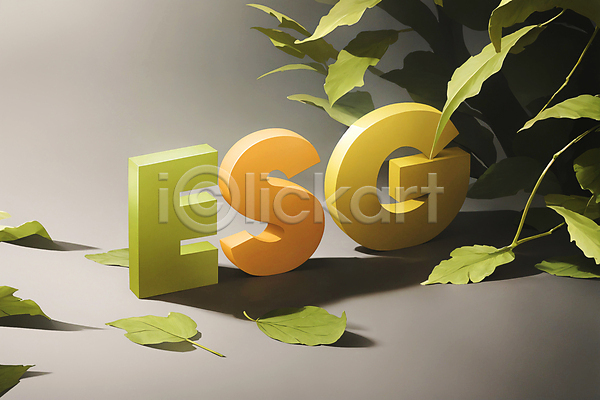 사람없음 JPG 디지털합성 편집이미지 ESG 경영 나뭇잎 알파벳 에코 연두색 친환경 타이포그라피 편집소스 회색