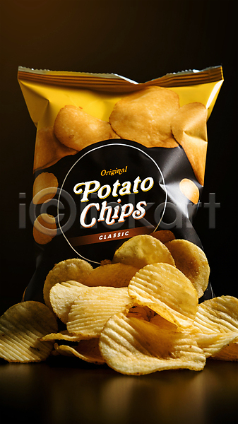 사람없음 JPG 디지털합성 편집이미지 감자 감자칩 과자 디저트 봉투 칩(음식) 패키지 편집소스 포장지