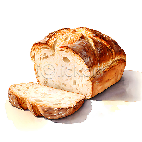 사람없음 JPG 일러스트 갈색 빵 빵집 슬라이스 식빵