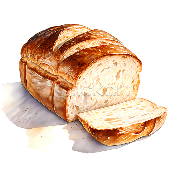 사람없음 JPG 일러스트 갈색 빵 빵집 슬라이스 식빵
