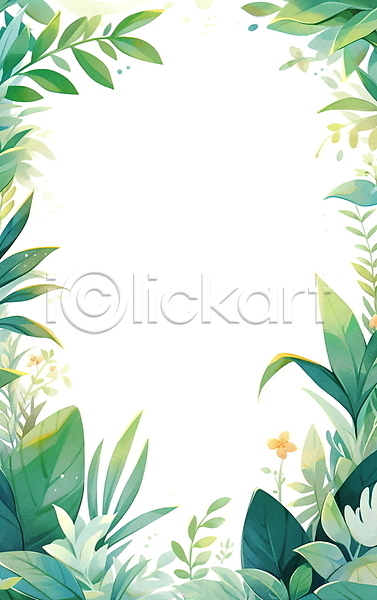 사람없음 JPG 일러스트 꽃 배너 보테니컬아트 수채화(물감) 열대 열대잎 자연 초록색 카피스페이스 트로피컬아트 풀(식물) 프레임