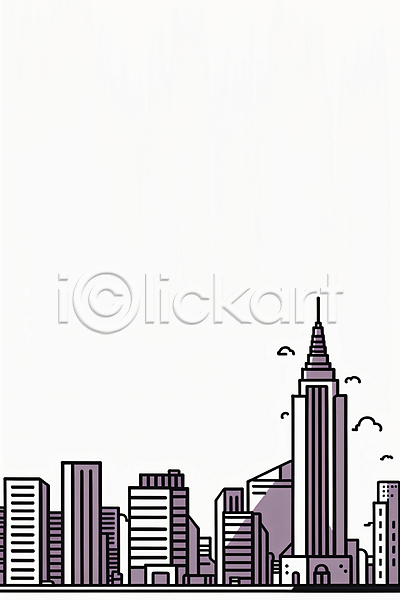 사람없음 JPG 일러스트 건물 건축 고층빌딩 구름(자연) 그림 도시 도시풍경 라인아트 스카이라인