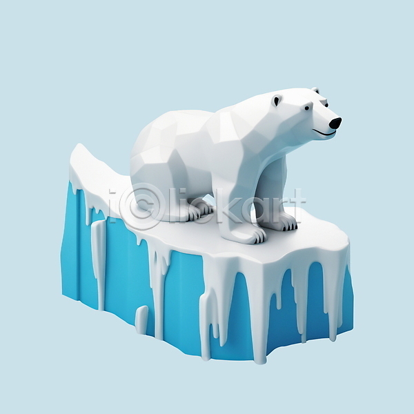 지구온난화 환경오염 사람없음 3D PSD 디지털합성 아이콘 북극곰 빙하 에코 자연보호 지구 한마리 흰색