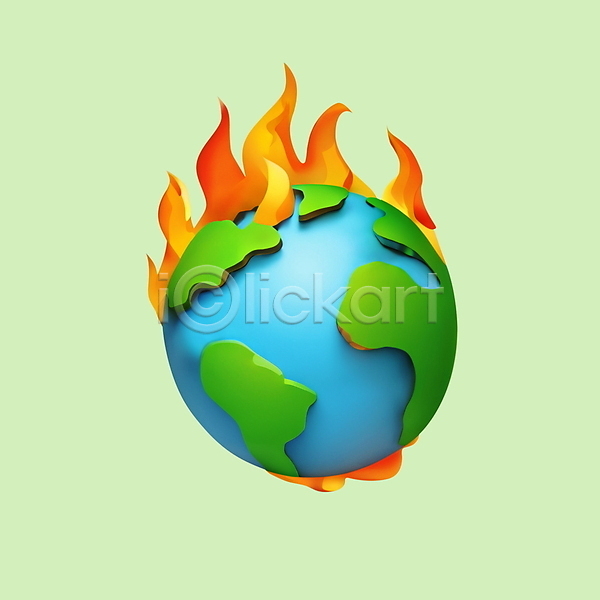 지구온난화 환경오염 사람없음 3D PSD 디지털합성 아이콘 불 불꽃(불) 에코 자연보호 지구