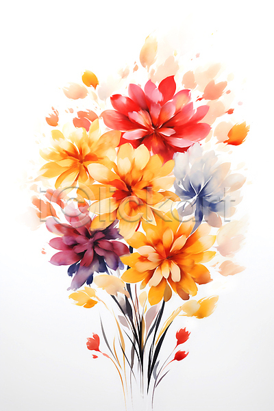 사람없음 JPG 일러스트 가을(계절) 그림 꽃 꽃잎 유화 컬러풀 코스모스(꽃)