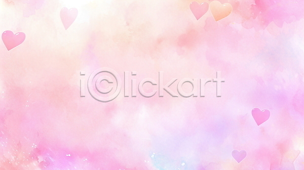 사랑 사람없음 JPG 일러스트 백그라운드 분홍색 수채화(물감) 파스텔톤 하트